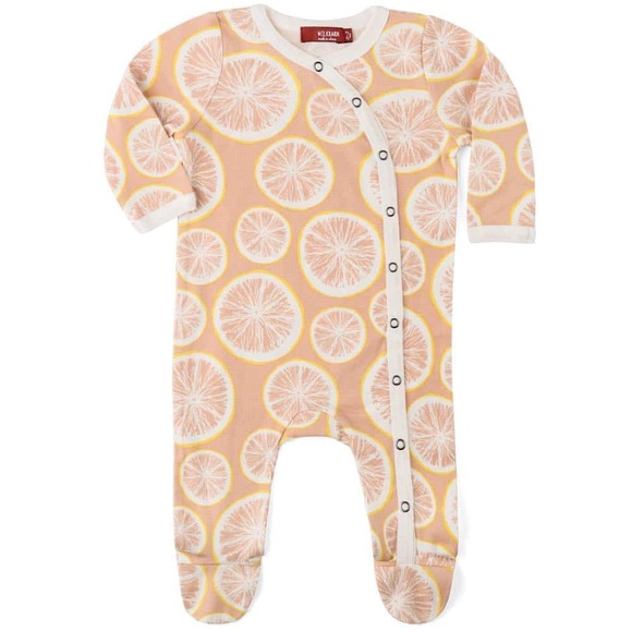 Grapefruit Organic Cotton Snap Footed Romper - Picture 4 of 5